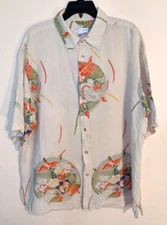 Citron Santa Monica 100 % Linen S/S Floral Shirt Size L