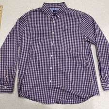 Chaps Men's Easy Care Stretch Shirt Size 2XL Check Red/Blue