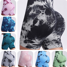 High Waist Seamless Tie-dye Yoga Shorts Tummy Control Women Shorts for Workout