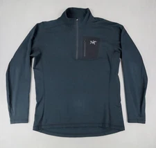 Vtg Arc'teryx Mens Black Herren 1/4 Zip Fleece Pullover Sz XL Slim Baselayer