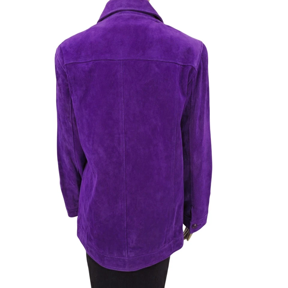 Terry Lewis Purple Genuine Leather Jacket Classic Luxuries Womens Coat With Extr - Image 3 of 4