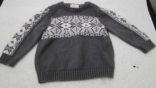 Hanna Andersson Gray Cotton Pullover Sweater Nordic Snowflakes sz 90 holiday