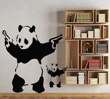 ADESIVO GRANDE BANKSY PANDA ARTE CAMERA DA LETTO MURALE STENCIL TRASFERIMENTO VINILE DECALCOMANIA