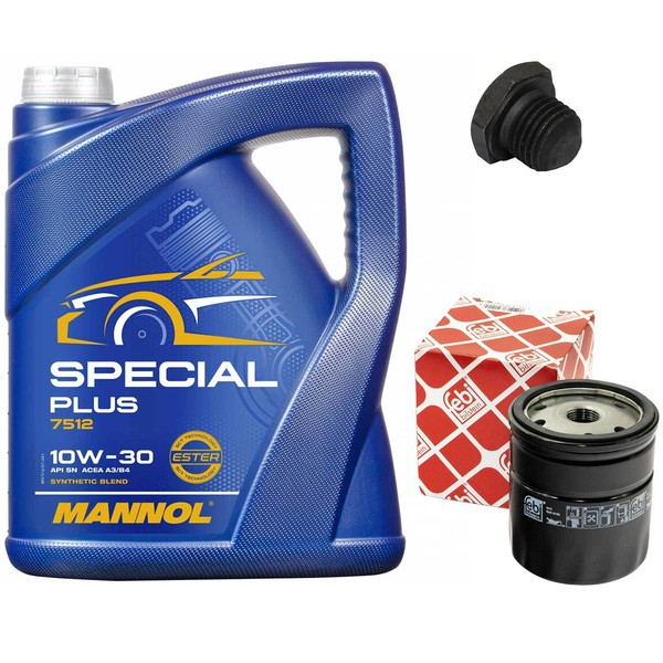 MotoröL Set 10W-30 5 Liter + ÖLfilter + ÖLablassschraube FüR Opel Omega B Vectra-image