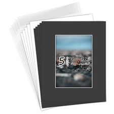 Golden State Art, Acid Free, Pack of 5, 8x10 Black Picture Mats Mattes with W...