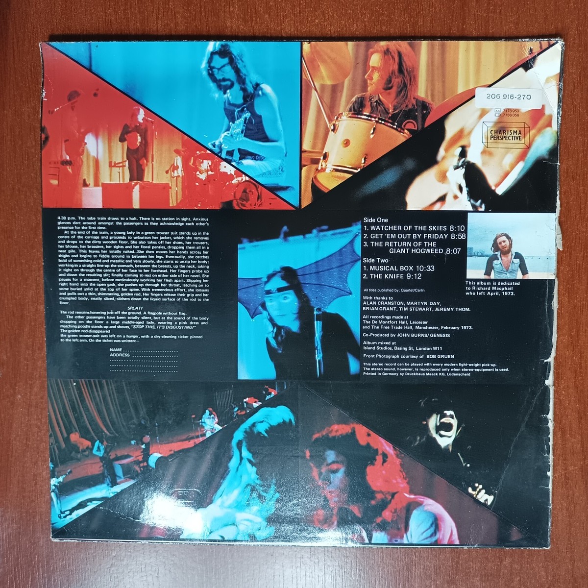 Genesis – Live [1974] Vinyl LP Prog Rock Germany Charisma Musical