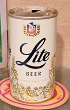 1968 2ND GEN METALLIC MEISTER BRAU LITE PULL TAB BEER CAN CHICAGO IL FLORIDA LID