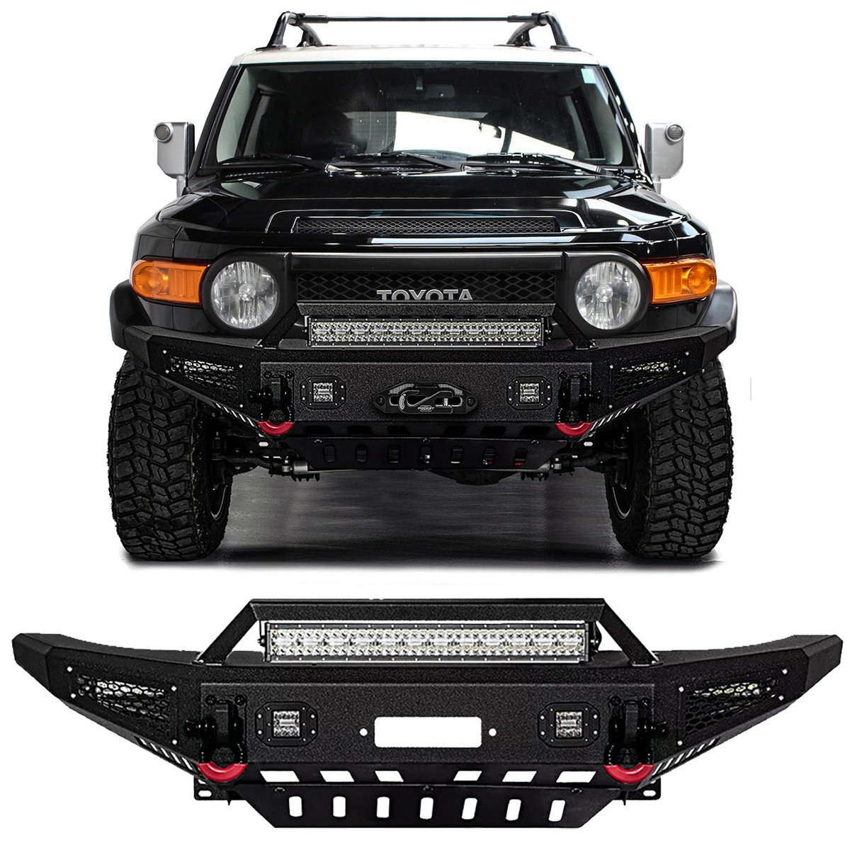 Vijay For 2007-2014 1st Gen FJ Cruiser Front Bumper w/Winch Plate