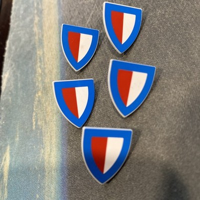 Lot Of 5 New Lego 10305 Castle Blue Border Red/White Halves Shields Shield Lot