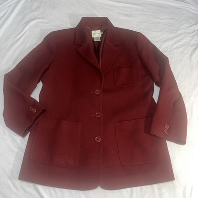 Women s Faconnable 100% Wool Maroon Coat Sz M Medium W Flaws
