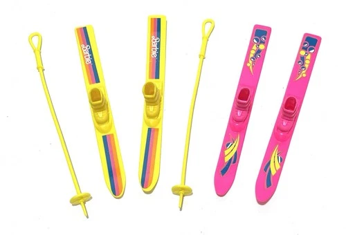 Vintage Barbie Yellow Skis Boots Poles And Skipper Pink Skis Winter Accessories