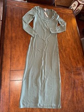 Victoria  s Secret Full Length LS Modal Nightgown NWT Muted Teal Size Medium