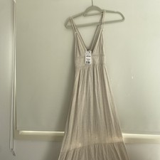 RUSTY Women’s Rayon Sleeveless Maxi Dress Sz 8 Side Splits V Neck Elastic Waist