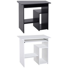 HOMCOM Scrivania PC in Legno con Mensola per Tastiera Estraibile e Porta CPU