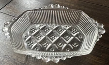Anchor Hocking Clear Glass Candy Nut Bonbon Dish Dot Handles SMALL
