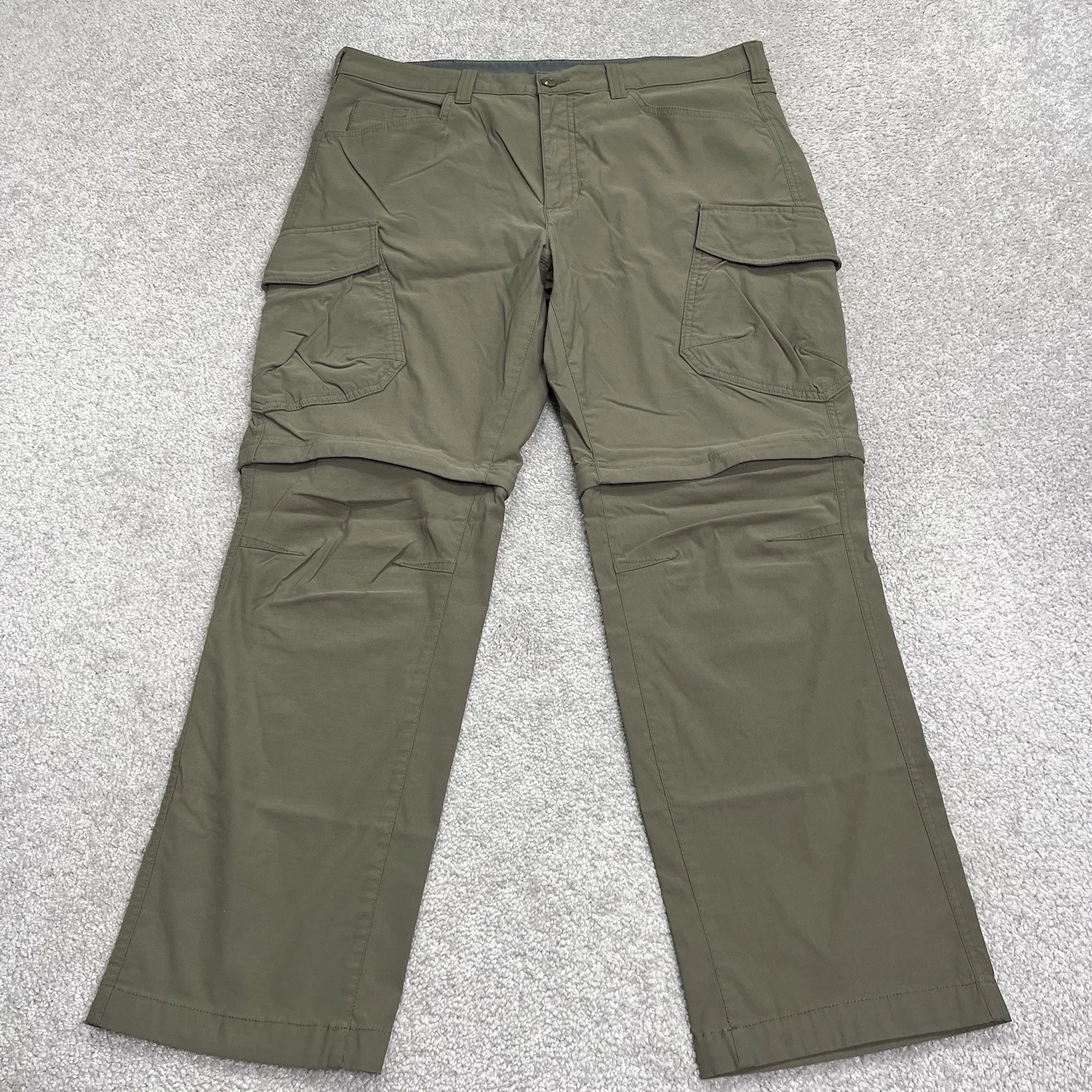 Eddie Bauer Pants Men 38x30 Convertible Cargo Zip Off Hiking Nylon Spandex Green