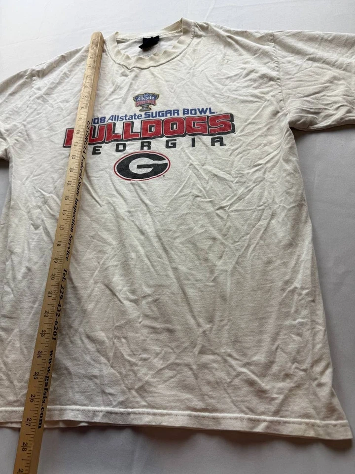 Allstate Sugar Bowl TShirt Football Georgia Bulldogs 2008 White Medium OVB - Image 3 of 4