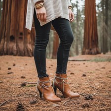 Women Silver Metal Chain Boot Bracelet Anklet Shoe Wave Tassel Fringe Charm SET