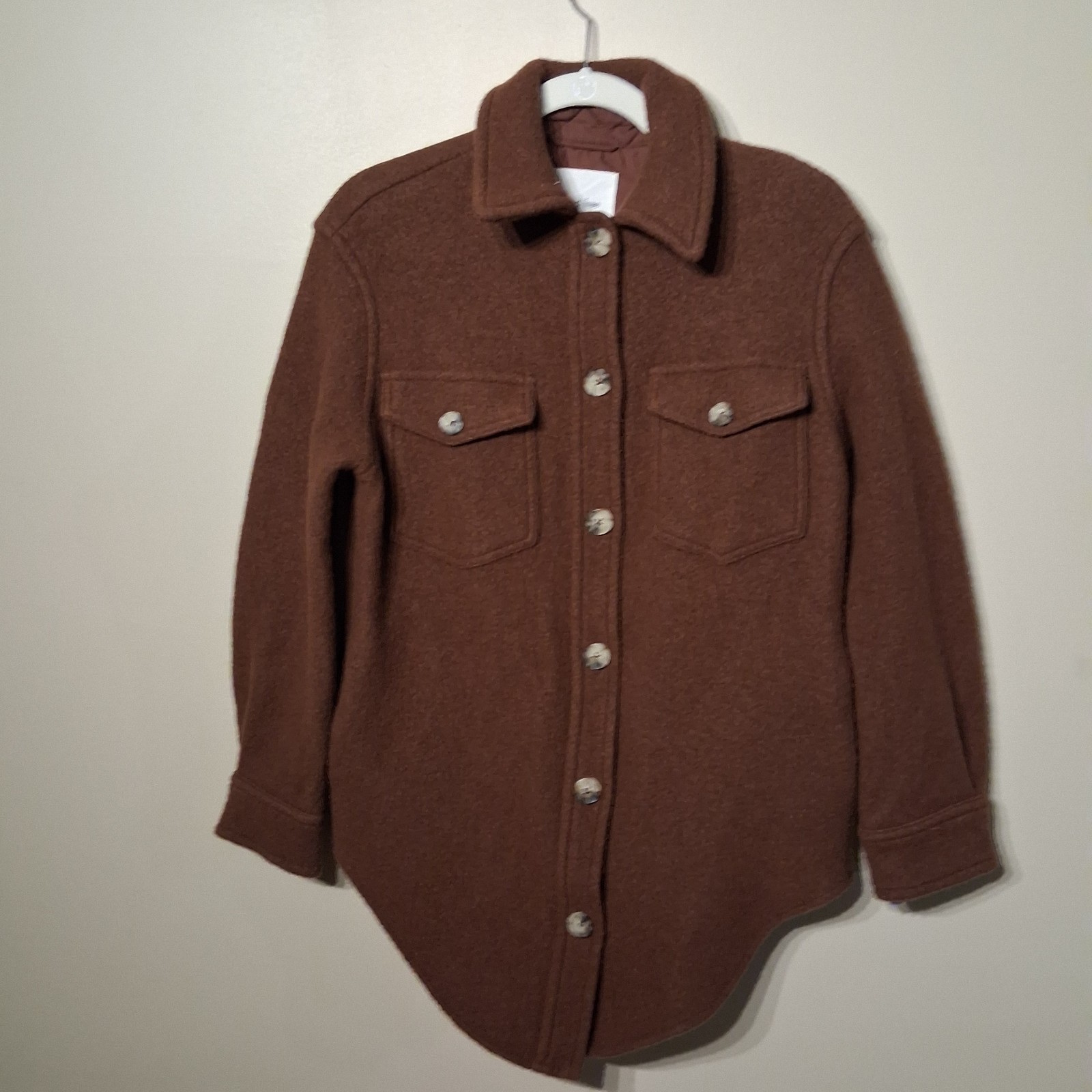 Wilfred Free Women's the Ganna Shirt Jacket Shacket Merino Wool Size XS Brown
