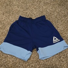 Reebok Boys Athletic Mesh Shorts Blue Light Blue Elastic Waist Size 4/5