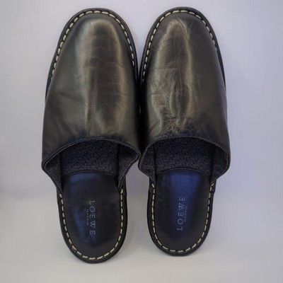 Loewe Black Leather Slippers Slides Flats Indoor Shoes Size 39 US 9 Women