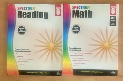 Spectrum Reading and Math Workbooks for Grade 6 UNUSED