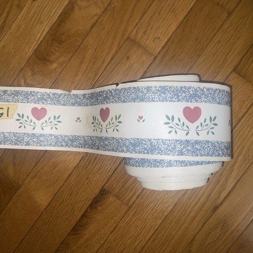 Vintage 1990s Country Blue SpongeWare w/Heart  Wallpaper Border 154ft, READ