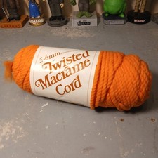 Vintage 5-6mm Orange Twisted Macrame Cord Yarn Textured Olefin 270' Hippie Craft