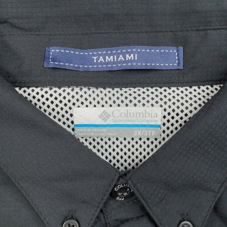 Columbia PFG Shirt Mens 3X Black Tamiami Long Sleeve Button Up Fishing Vented - Image 4 of 4