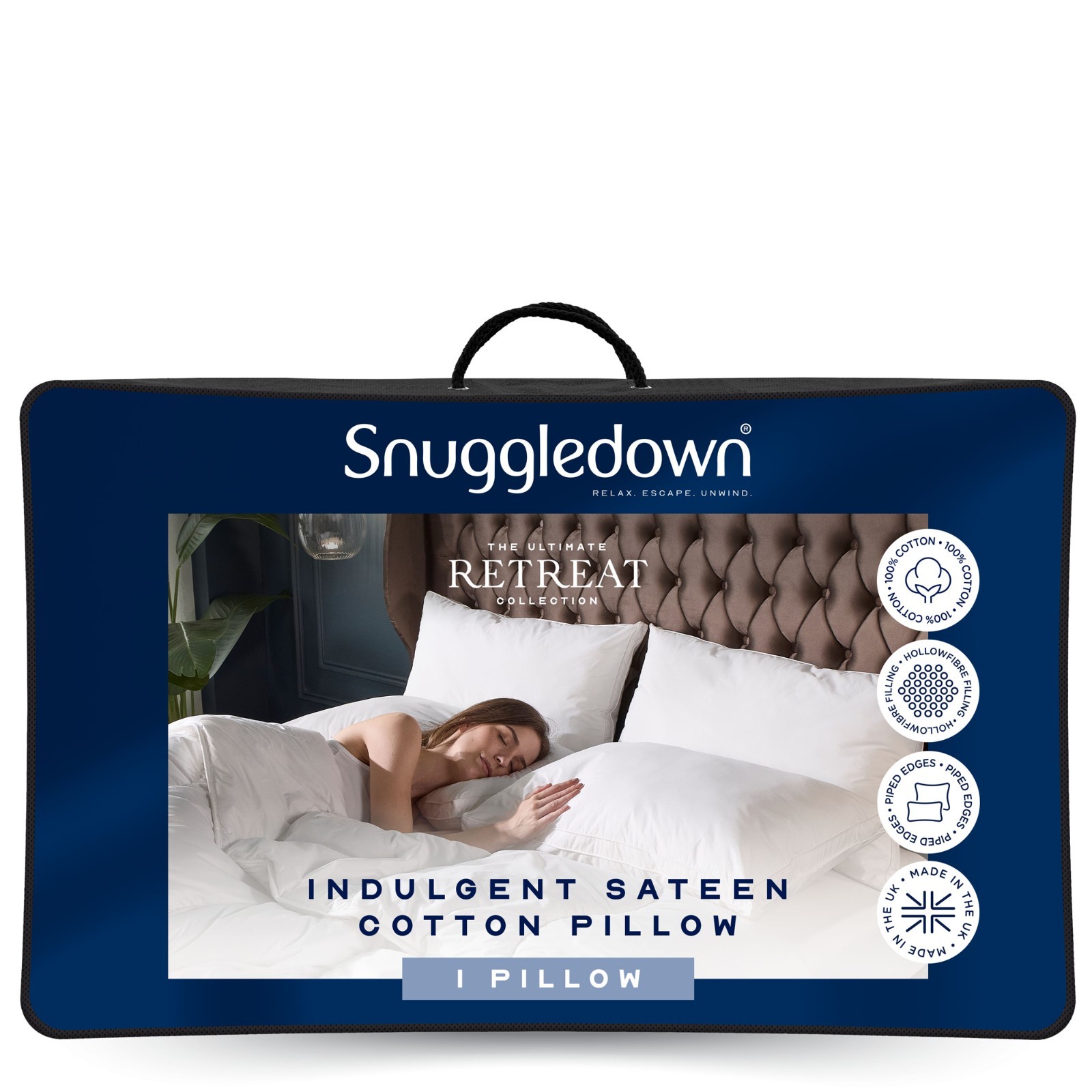 Snuggledown Unisex White 1 Pack Retreat Indulgent Cotton Soft Support Pillow In - Image 2