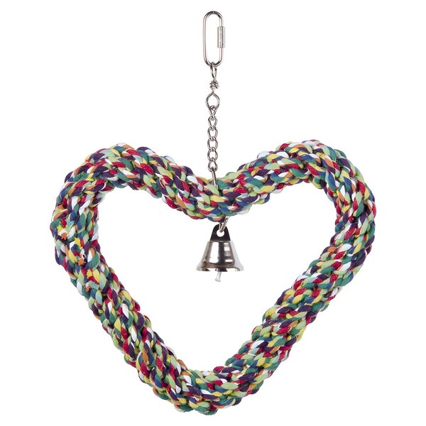 Nobby Vogelspielzeug Herz Baumwolle 27X21 Cm Flexibel Mit Glocke Bunt-image