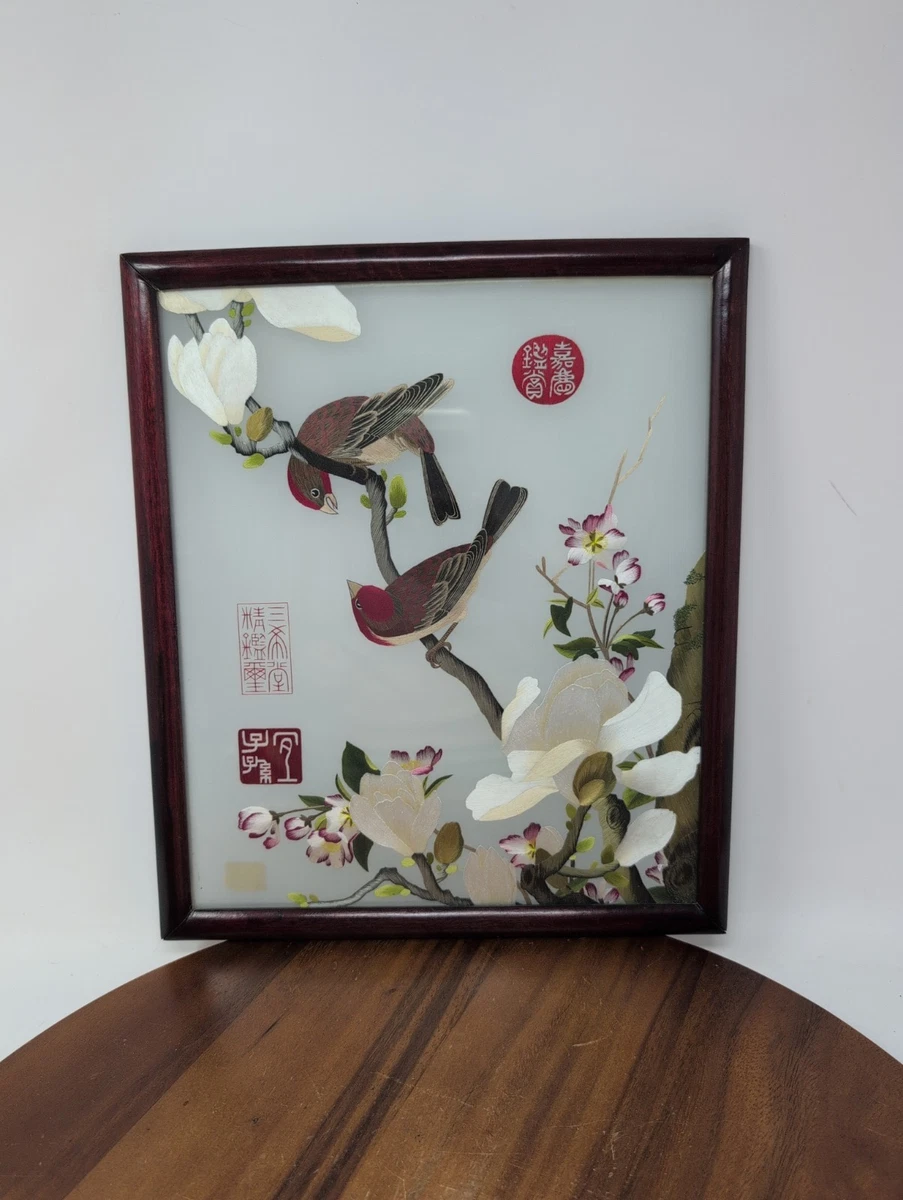中国製 ヴィンテージシルク画(29cm×54cm) 中国製 ヴィンテージシルク画