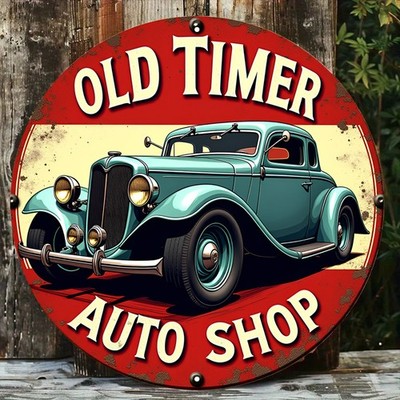 Vintage Car Classic Old Timer Automobile Tin Metal Signs Home Décor 8x8