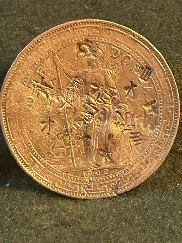 1902 Silver British Trade Dollar, Over 15 Chop Marks