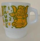 Vintage Fire-King Astrology Zodiac TAURUS Bull Milk Glass Mug Anchor Hocking