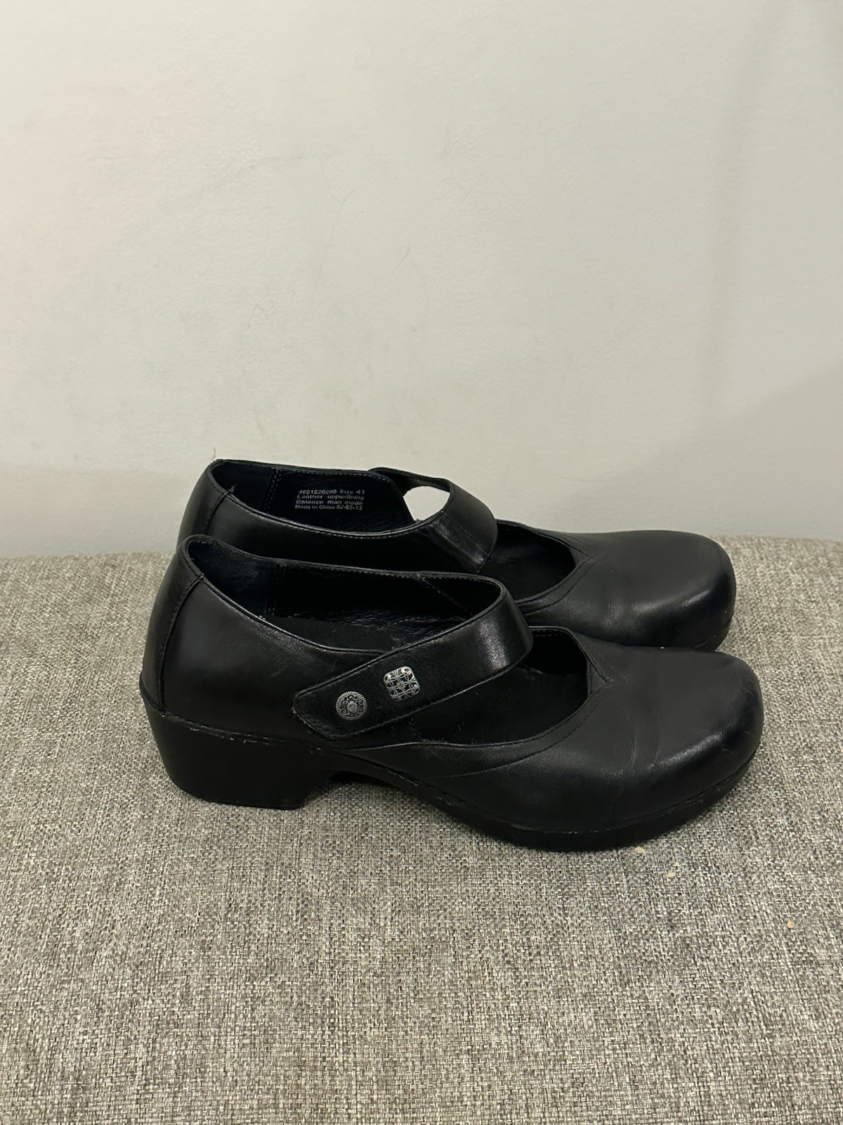 Dansko Tandy Black Leather Mary Jane Chunky Shoes Size 41=10.5