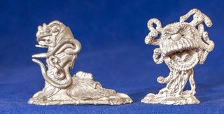2 Metal Miniatures Grenadier 104ab Writhing Crusher D&D LOTR TSR w/o paint 1984