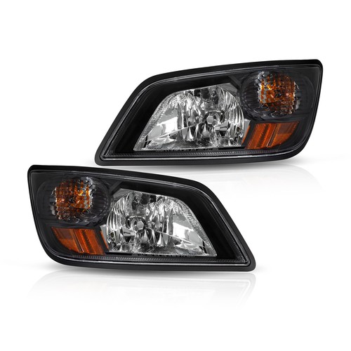 Pair Black Headlight Assembly Set w/ Bulbs Fit For 2006-2020 Hino Truck 12V