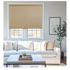 Chicology Vinyl Mini Blind Beige 34”W x 48"L Horizontal Blackout Mini Blinds