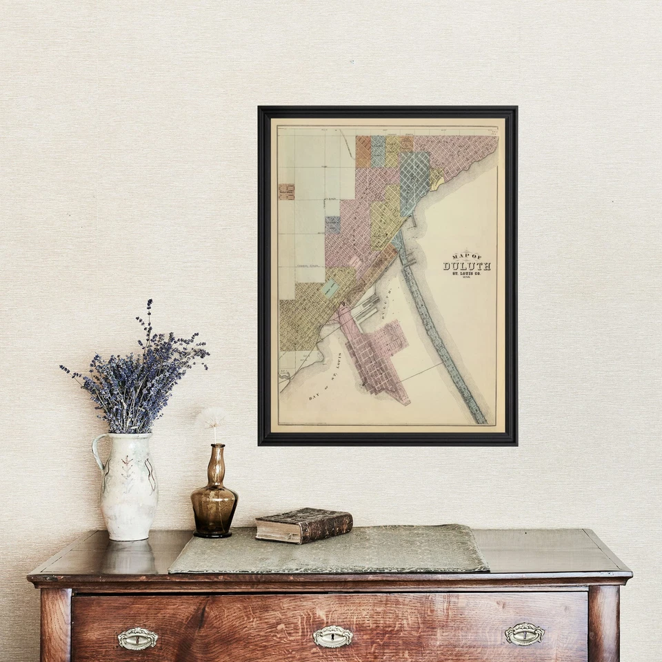 Mapa antiguo de Duluth, MN 1874 - Arte vintage de Duluth Minnesota Foto 4 de 4