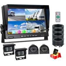 7" DVR Monitor Split Screen 1080P 4x AHD Front Side Rear View Camera 32GB Truck