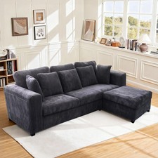 4 Seater Corner Sofa Bed w/ Storage Reversible Chaise for Living Room Dark Grey
