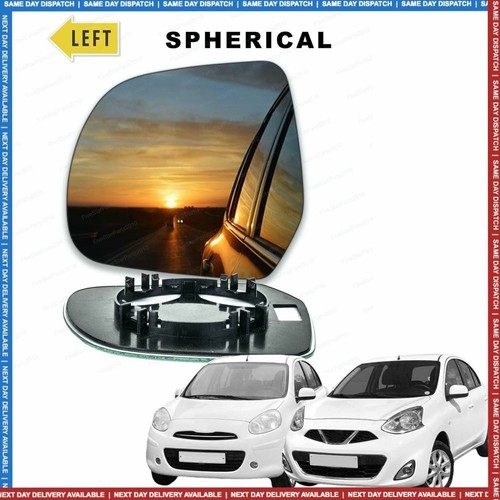 For Nissan Micra Left Passenger wing mirror glass 20102017 door side