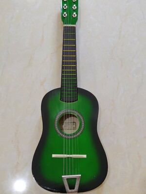 Acoustic Green Guitar Wood Beginner Small Toy Gift Learning Music Instrument Kid