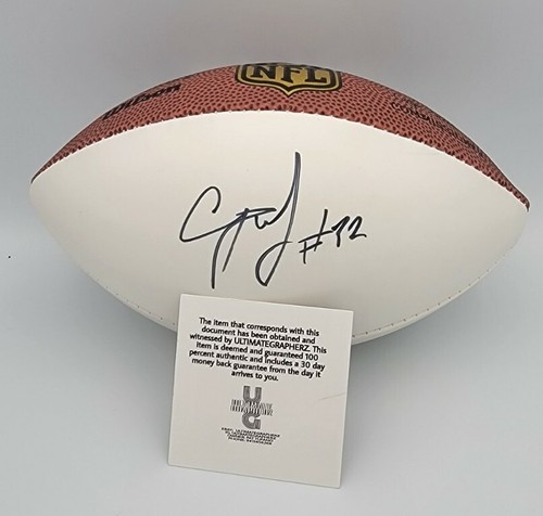 C.J. MOSLEY NEW YORK JETS STAR LB SIGNED HANDSIGNIERT MINI WHITE FOOTBALL COA