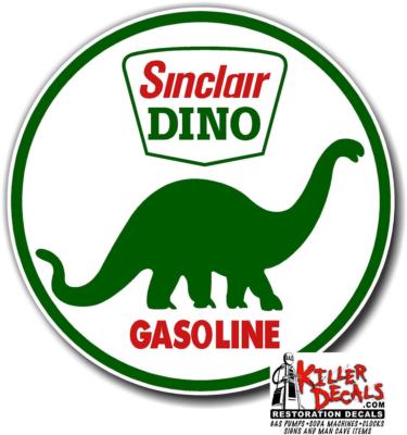 (SINC-3) 18'' SINCLAIR DINO ROUND GASOLINE decal lubster gas pump oil man cave