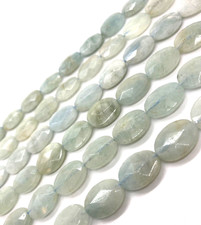 Natural Greenish Blue Aquamarine FACETED OVALS 16x12mm 16in. Strands