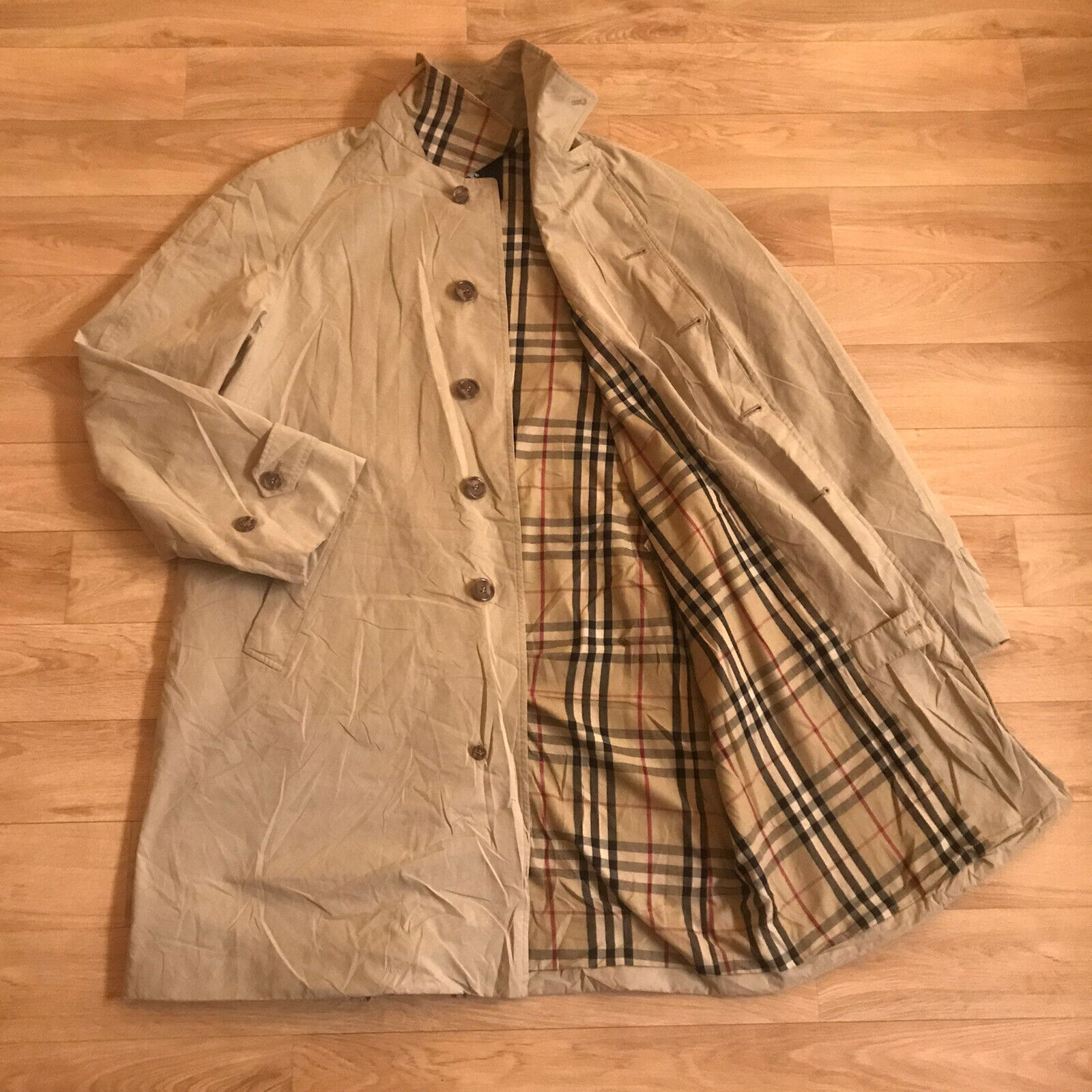 Burberry london Trench Coat jacket Nova Check overcoat BEIGE lined men SIZE  42 L