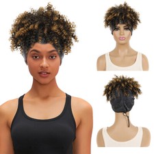 Fashion Black Women's Headband Wigs Synthetic Afro Kinky Curly Wrap Wigs Cosplay