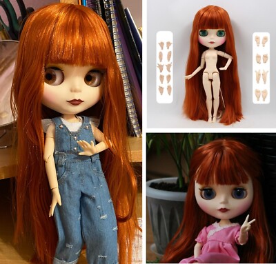 Blythe Doll Matte Face Soft Hair Nude Joint Body White Skin 4 Color Eye BJD Toys